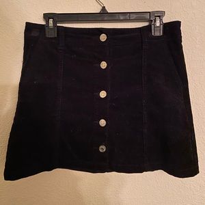 Corduroy Black Button Skirt